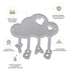 Die Stanzschablone "Wolke mit Buchstaben 'Baby'" von Stanzenshop.de ist eine wolkenförmige Metallstanze mit drei hängenden Buchstaben - ideal für Scrapbooking- und Bastelprojekte, mit hervorgehobenen deutschen Leistungen auf der Verpackung.