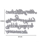Die Stanzschablone "Vier Schriftzüge" von Stanzenshop.de enthält Metallic-Stanzformen: Merry Christmas, Happy Birthday, Anniversary, Happy Newyear (je 6,5 x 8,1 cm), ideal für Karten gestalten oder Basteln Weihnachten.