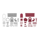 Gestanzte Hasen-, Zaun-, Fenster-, Blumen- und Baumformen aus Metall und Rot aus der Stanzschablone: Osterset von Stanzenshop.de-ideal für Ostern Basteln oder zum Aufwerten Ihrer Lieblingsstempelprojekte-auf weißem Hintergrund angeordnet.