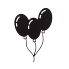 Die Stanzschablone Drei Luftballons von Stanzenshop.de zeigt drei schwarze Ballons mit weißen Highlights vor weißem Hintergrund - ideal fürs Basteln oder um Geburtstagskarten festlich zu gestalten.