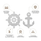 Die silberne Stanzschablone Anker und Steuerrad von Stanzenshop.de zeichnet sich durch präzise, langlebige Stanzformen mit scharfen Stanzkanten und Maschinengängigkeit aus - ideal für Ihr nächstes Scrapbooking-Projekt.