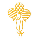 Stanzschablone Drei Luftballons mit Muster von Stanzenshop.de: Gelbe Umrisszeichnung dreier Ballons mit Streifen- und Punktmustern, gebunden mit einer Schleife - ideal für Scrapbooking oder Basteln Geburtstag.