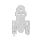 Die Stanzschablone Bastelset Kleines Haus von Stanzenshop.de ist eine silberne Metallstanze in Form eines kleinen Hauses mit Fenstern, kompatibel mit den meisten Stanzmaschinen - ideal für Papierbasteleien, Scrapbooking oder Ihre Bastelset Deko-Projekte.