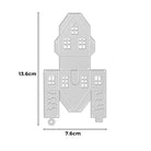 Die Stanzschablone Bastelset Kleines Haus von Stanzenshop.de ist eine flache, silberne Schablone (13,6 x 7,6 cm) in Hausform mit Fenstern und für kompatible Stanzmaschinen ideal zur Dekoration jedes Bastelsets geeignet.