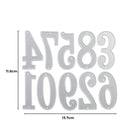 Das Stanzenshop.de Stanzschablone Große Zahlen Set besteht aus Metall mit den Zahlen 0-9 auf der Rückseite, ideal zum Basteln oder Scrapbooking, mit einer Größe von 11,6 x 13,7 cm.