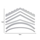 Stanzschablone: Sechs verschiedene Kanten von Stanzenshop.de enthält 6 Metall-Schneidedies in geschwungenen und gewellten Designs, ideal für Scrapbooking oder Kartenbasteln. Größen von klein bis groß, max. 9 x 11 cm.