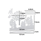 Die Stanzschablone: Winterwald von Stanzenshop.de ist ein Metallstempelset mit Baum-, Tier- und Zaunformen - perfekt für Winterszenen in Bastelprojekten. Jedes Teil hat Zentimetermarkierungen für präzises Basteln.