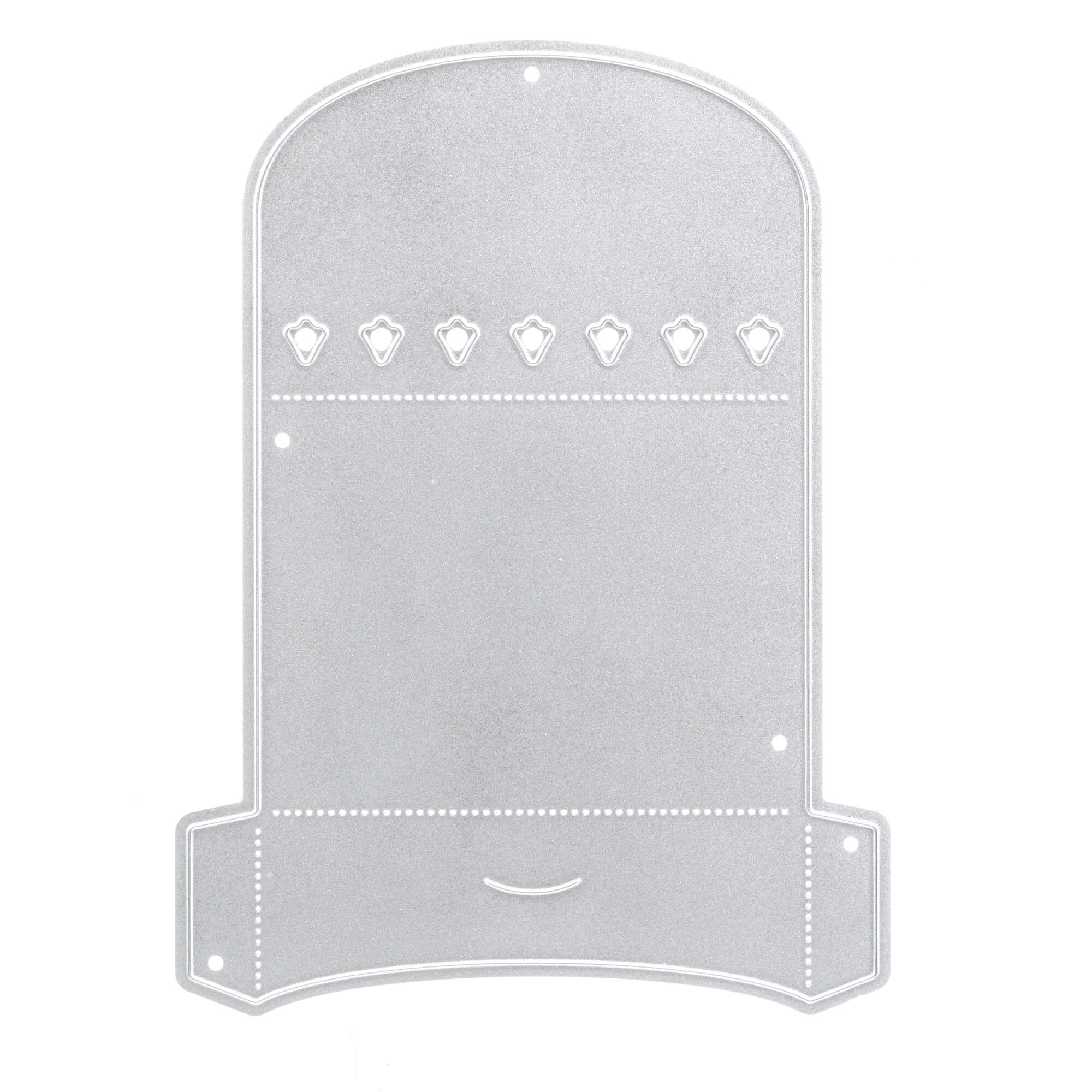 Die Stanzenshop.de Stanzschablone: Umschlag mit Baum ist ein Metallic-Würfel in gewölbter Rechteckform mit Herzausschnitten und gepunkteten Linien - ideal für kreative Umschläge, Bastelprojekte, oder als besondere Gutscheinverpackung.