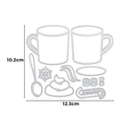 Stanzenshop.de Stanzschablone: Tassen - Metallstempel in Tassen-, Löffel-, Schneeflocken-, Marshmallow-, Zuckerstangen- & Schlagsahneformen. Perfekt für kreative Bastelideen und einzigartige Tassendesigns! Größe: 10,2 x 12,3 cm.