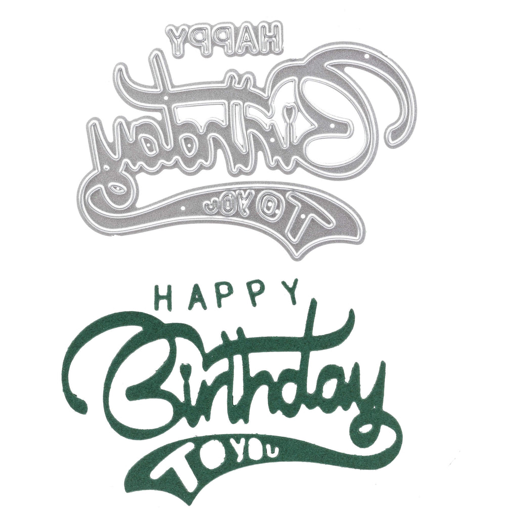 Kreative Geburtstagsgrüße mit Stanzschablone: Happy Birthday und Toyota-Logos auf weißem Hintergrund.