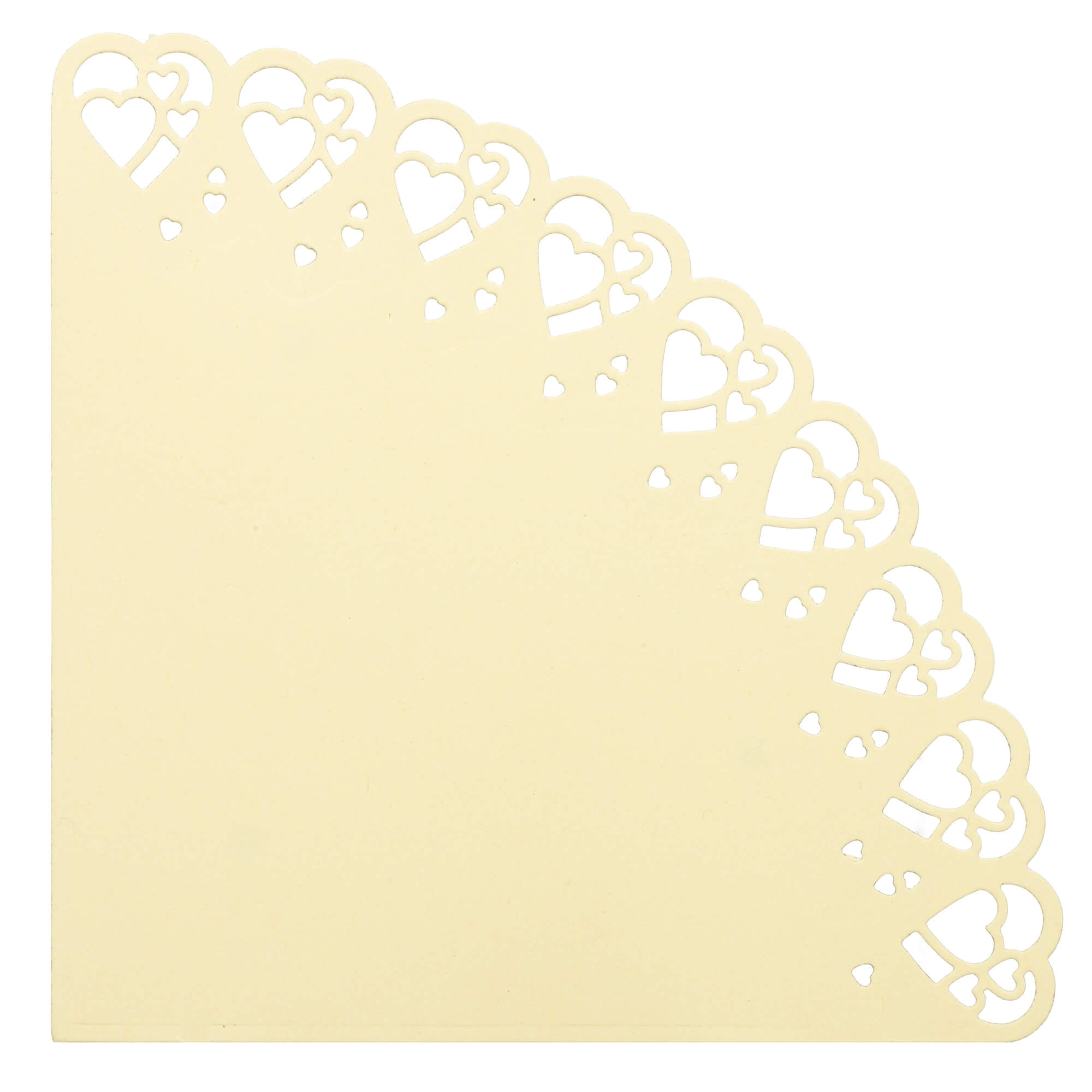 Eine cremefarbene Papierecke mit Wellenschliff und Herzausschnitt, perfekt als Bastelzubehör oder zum Schultüte gestalten mit der Stanzschablone: Schultüte von Stanzenshop.de.