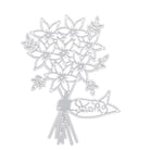 Ein metallischer Umriss eines Blumenstraußes mit Schleife und Anhänger - ideal für Bastelprojekte oder Scrapbooking mit der Stanzschablone: Blumenstrauß von Stanzenshop.de.