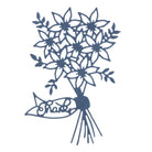 Ein Scherenschnitt-Blumenstrauß aus der Stanzschablone: Blumenstrauß von Stanzenshop.de, gekrönt mit einem "Danke"-Anhänger an den Stielen, ist die perfekte Ergänzung für Scrapbooking oder Bastelprojekte auf strahlend weißem Hintergrund.