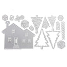Gestalten Sie festliche Bastelarbeiten mit der Stanzschablone: Haus mit Tannen von Stanzenshop.de-perfekte Metallstanzen zum Stanzen von Häusern, Weihnachtsbäumen und mehr für Scrapbooking und Bastelprojekte. Verleihen Sie Ihren Weihnachtsprojekten eine besondere Note!.
