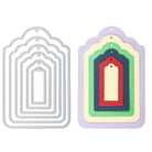 Die Stanzenshop.de Stanzschablone: Etiketten enthält sieben ineinander verschachtelte Stanzformen und geschichtete Papieranhänger in verschiedenen Farben - perfekt für die Herstellung individueller Etiketten bis zu einer Größe von 8 x 12 cm.