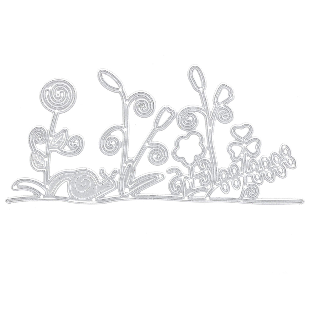 Ein weißes Blatt Papier von Stanzenshop.de mit dem Motiv „Blumen mit Schnecken“ für Bastelprojekte.