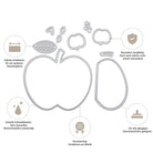 Die Stanzschablone: Apfel von Stanzenshop.de schneidet präzise, ist langlebig, kompatibel mit gängigen Maschinen und perfekt für Scrapbooking sowie Bastelprojekte mit Icons und deutscher Beschriftung.