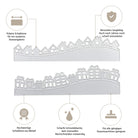 Die Stanzenshop.de Stanzschablone: Geschenke/Häuserwelle bietet zwei festliche Metallstanzschablonen - präzise, langlebig, scharf, Qualitätsmaterial, kompatibel mit den meisten Stanzmaschinen - ideal für Dekoration Zuhause oder Geschenkanhänger basteln.