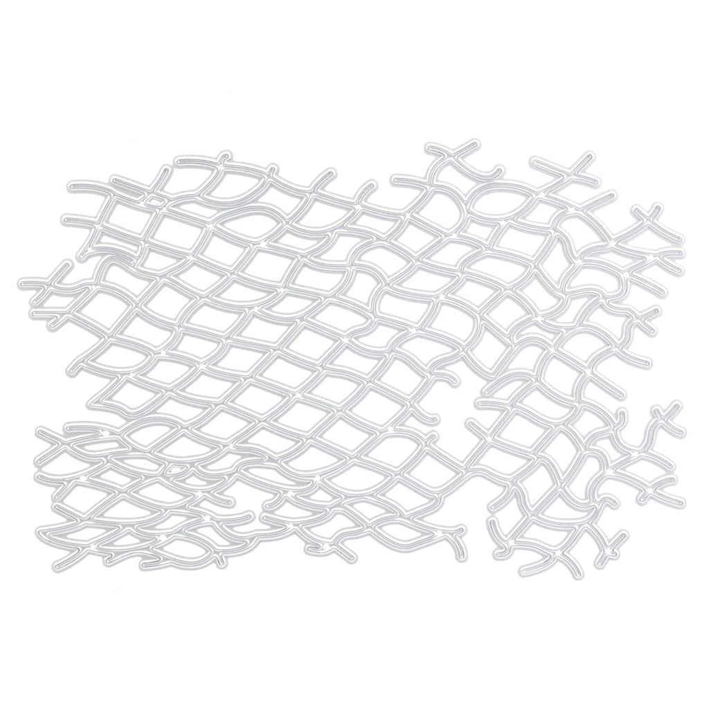 Ein Bild des einzigartigen weißen Netzmusters der Marke Stanzenschop.de auf einer weißen Oberfläche.