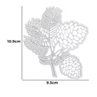 Die Stanzenshop.de Stanzschablone: Zapfenzweig, eine Metall-Schneideschablone in Tannenzapfen-Optik (10,9 x 9,3 cm), eignet sich ideal für Bastelprojekte und Scrapbooking und ist auf weißem Hintergrund abgebildet.