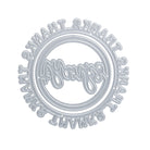 Die Stanzschablone: Thanks im runden Rahmen von Stanzenshop.de stanzt "thanks" in Schreibschrift, umgeben von kreisförmig angeordneten "THANKS" - ideal zum Basteln von Dankeskarten oder als Scrapbooking-Schablone für kreative Projekte.