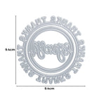 Die Stanzschablone: Thanks im runden Rahmen von Stanzenshop.de schneidet "Thanks" mittig und "THANKS THANKS THANKS" am Rand - ideal für Dankeskarten oder Scrapbooking. Größe: 9,4 x 9,4 cm.