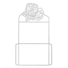 Ein Organizer aus Metall mit zwei Fächern, der oben ein florales Design aufweist, das von der Stanzenshop.de "Stanzschablone" inspiriert ist: Umschlag mit Rosen.