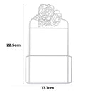 Die "Stanzschablone: Umschlag mit Rosen" von Stanzenshop.de hat ein florales Rosendesign und ist 22,5 cm x 13,1 cm groß - ideal, um Ihren Räumen Charme zu verleihen oder als Teil einer romantischen Geschenkverpackung.