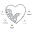 Die Stanzschablone: 3D Herz von Stanzenshop.de ist eine herzförmige Metallschablone mit einem floralen Design, ideal für handgemachte Karten und Bastelprojekte; sie bietet präzise, scharfe Kanten und vielseitige Anwendung.