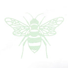 Eine hellgrüne Bienensilhouette mit detaillierten Flügeln steht mittig auf Weiß - ideal als "Stanzschablone: Biene" von Stanzenshop.de für Scrapbooking und Bastelarbeiten.
