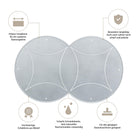 Die Stanzschablone: Kissenschachtel von Stanzenshop.de ist eine gestanzte Metallschablone mit sich kreuzenden Kreisen, ideal für Gastgeschenk oder Geschenkverpackung. Icons und deutscher Text unterstreichen das langlebige, scharfe, hochwertige Metalldesign.