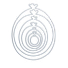 Sieben Stanzformen in Form von Metallballons von Stanzenshop.de, gestapelt vom größten zum kleinsten auf weißem Hintergrund - ideal zum Basteln von einzigartigen Ballons in verschiedenen Größen für Scrapbooking- oder Geburtstagskarten-Projekte.