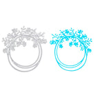 Die Stanzschablone: Ring mit Blumen von Stanzenshop.de enthält zwei Metallstanzen mit floralen Zweigmotiven - eine silberne, eine blaue auf weiß - perfekt für filigrane Blumenmuster und DIY-Schmuck.