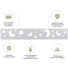 Die Stanzschablone: Mond /Sterneband von Stanzenshop.de bietet präzise und langlebige Ausstanzungen von Mond- und Sternmotiven-ideal für Bastelprojekte mit Nachthimmel-Thema und kompatibel mit vielen gängigen Stanzmaschinen.