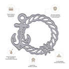 Die "Stanzschablone Anker im maritimen Seilrahmen" von Stanzenshop.de ist eine hochwertige Metallschablone mit Anker und Seilbordüre - ideal für maritime Bastelideen oder Sommerkarten. Icons und deutscher Text heben Qualität und Eigenschaften hervor.