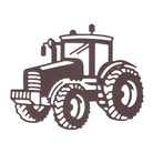 Schwarz-weiß Illustration der "Stanzschablone Traktor mit großen Reifen" von Stanzenshop.de-ideal für Bastelideen oder um ländliches Flair in Ihre kreativen Projekte zu bringen.