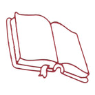 Eine einfache rote Strichzeichnung von Stanzschablone Offenes Buch mit Schleife von Stanzenshop.de-ideal zum Karten veredeln oder um pure Märchen Emotion einzufangen.