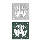 Zwei quadratische Ausschnitte aus der "Stanzschablone Nachthimmel mit Katze" von Stanzenshop.de zeigen ein Katzengesicht unter Wolken, Sternen und einer Mondsichel - ideal für Baby-Projekte oder kreative Sternennächte zum Basteln.