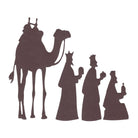 Die Stanzschablone Heilige Drei Könige & Kamel von Stanzenshop.de zeigt Kamel- und Magi-Silhouetten - ideal für festliche Bastelideen oder kreative Weihnachtsprojekte mit Ihrer Silhouetten-Stanze.