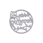 Die Stanzschablone Happy Birthday im Kreis mit Geschenk" von Stanzenshop.de ist eine runde Metallic-Stanzform mit erhabenem, verspiegeltem Schriftzug und Geschenkmotiv - ideal für einzigartige Bastelprojekte.