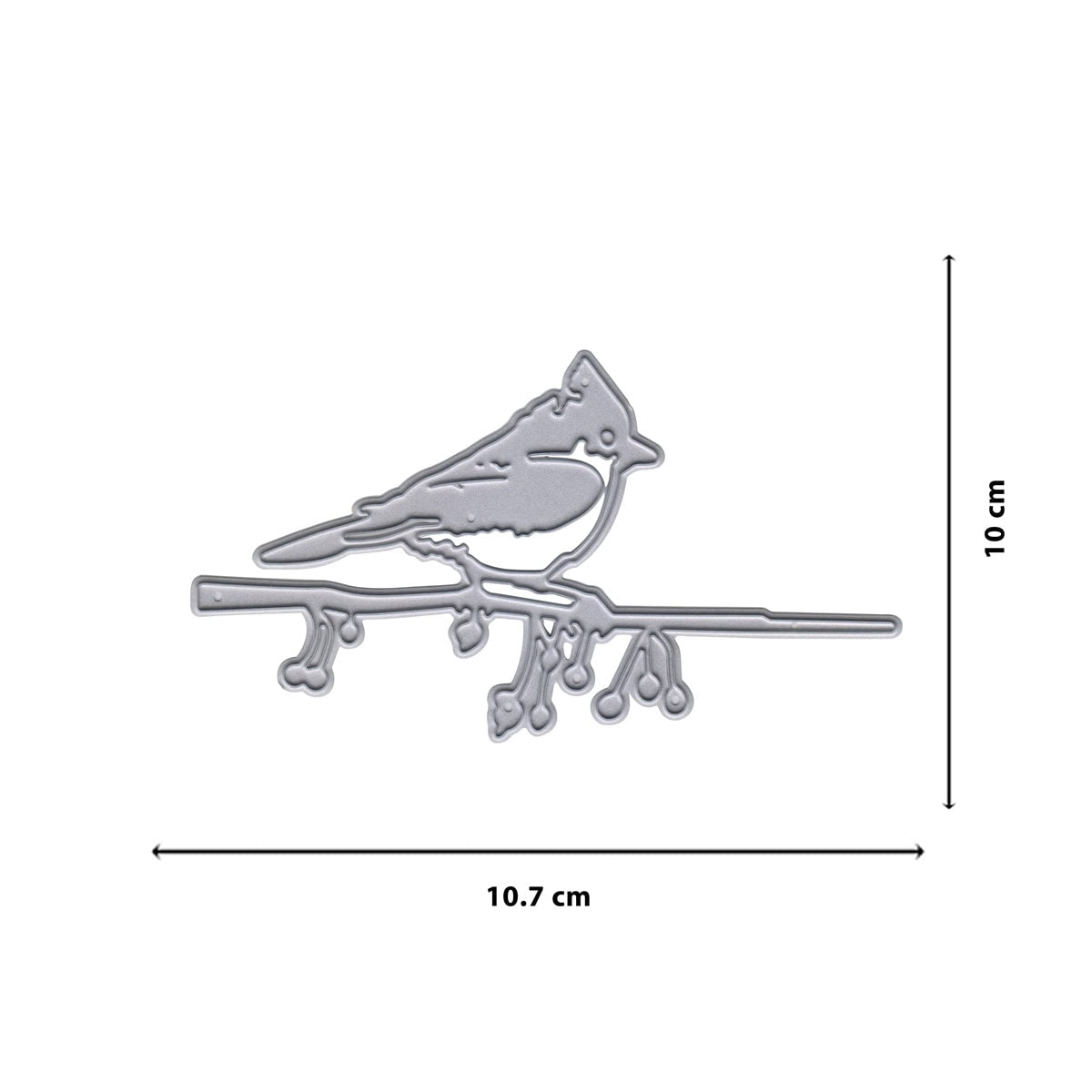 Die Stanzschablone "Vogel auf Zweig" von Stanzenshop.de ist aus Metall, misst 10,7 x 10 cm und eignet sich ideal für kreative Bastelprojekte.