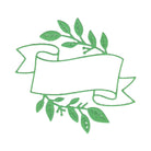 Die Stanzenschablone Banner mit Blättern von Stanzenshop.de zeichnet sich durch eine grüne Bandumrandung mit filigranen Blattzweigen aus, wobei die Mitte frei bleibt für eigene liebevolle Grüße oder Botschaften.