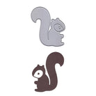 Die Stanzenshop.de "Stanzschablone Eichhörnchen mit buschigem Schwanz" und einem braunen Eichhörnchenausschnitt wird auf weißem Hintergrund dargestellt - ideal für Scrapbooking oder kreative Bastelideen.