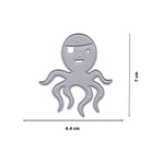 Die Stanzschablone Tintenfisch Pirat von Stanzenshop.de ist ein grauer Metallwürfel in Form einer lächelnden Krake mit Piratenaugenklappe, 6,4 x 7 cm - ideal für Bastelprojekt Kinder oder Piraten Geburtstag!.