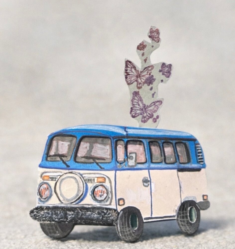 Inspiration Stanzschablone Retro-Bus