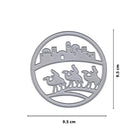 Die Stanzschablone Heilige Drei Könige im Kreis von Stanzenshop.de zeigt drei Könige und Stadtsilhouette im 9,5 cm Kreis - ideal für Kartenbasteln mit orientalischem Flair.