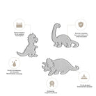 Die Stanzenschablone Dino-Trio von Stanzenshop.de enthält drei präzise, langlebige Dinosaurier-Formen - ideal für Stanzmaschinen. Perfekt für Scrapbooking oder kreative Kindergeburtstagsprojekte in der Dino Bastelwelt.