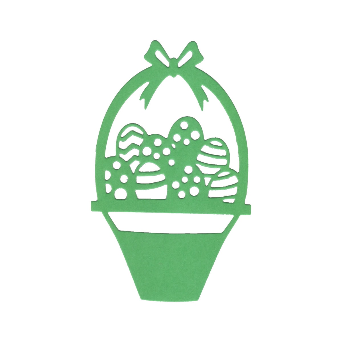 Der Stanzschablone Osterkorb mit Schleife von Stanzenshop.de ist ideal, um charmante Osterkörbe als Bastelprojekt für kreative Ostergrüße auf weißem Hintergrund zu gestalten.