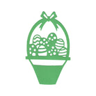 Der Stanzschablone Osterkorb mit Schleife von Stanzenshop.de ist ideal, um charmante Osterkörbe als Bastelprojekt für kreative Ostergrüße auf weißem Hintergrund zu gestalten.