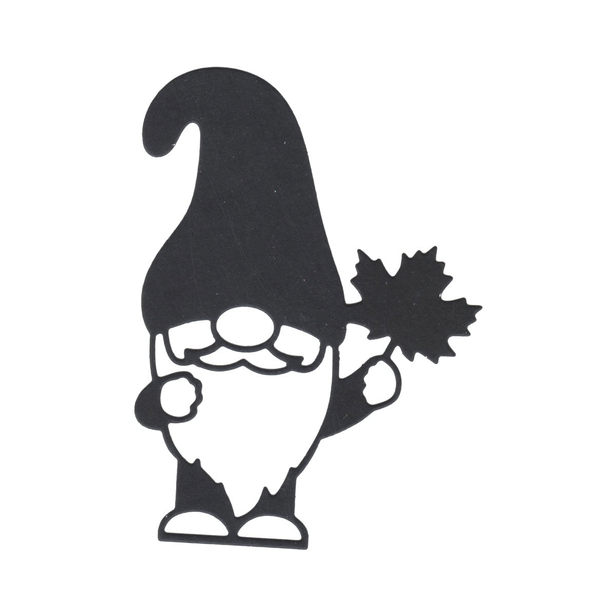 Der Stanzschablone Weihnachtswichtel mit Mütze von Stanzenshop.de zeigt einen Wichtel mit hoher Mütze und Ahornblatt - ideal für Bastelprojekte oder um Ihren Werken festlichen Weihnachtszauber zu verleihen.